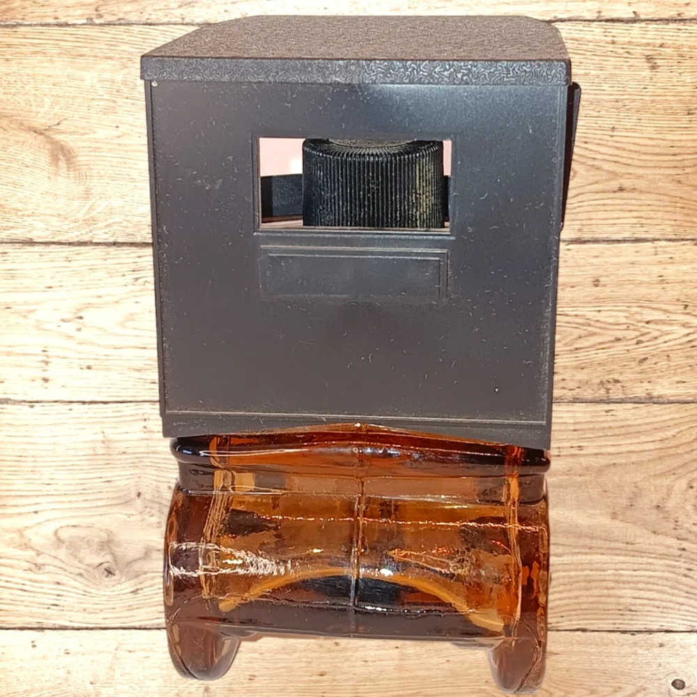 Avon Vintage Set of 2 Glass Touring Cars: Amber Reo & Black Touring T Empty